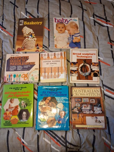 Collection of Vintage Craft Books & Baby Magazine