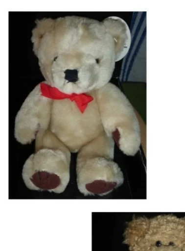 Vintage Stuffed Teddy Bear with Red Bow