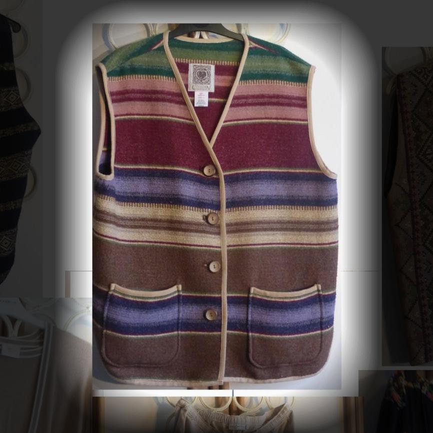 Patterned Woven Wool Vest alt 1