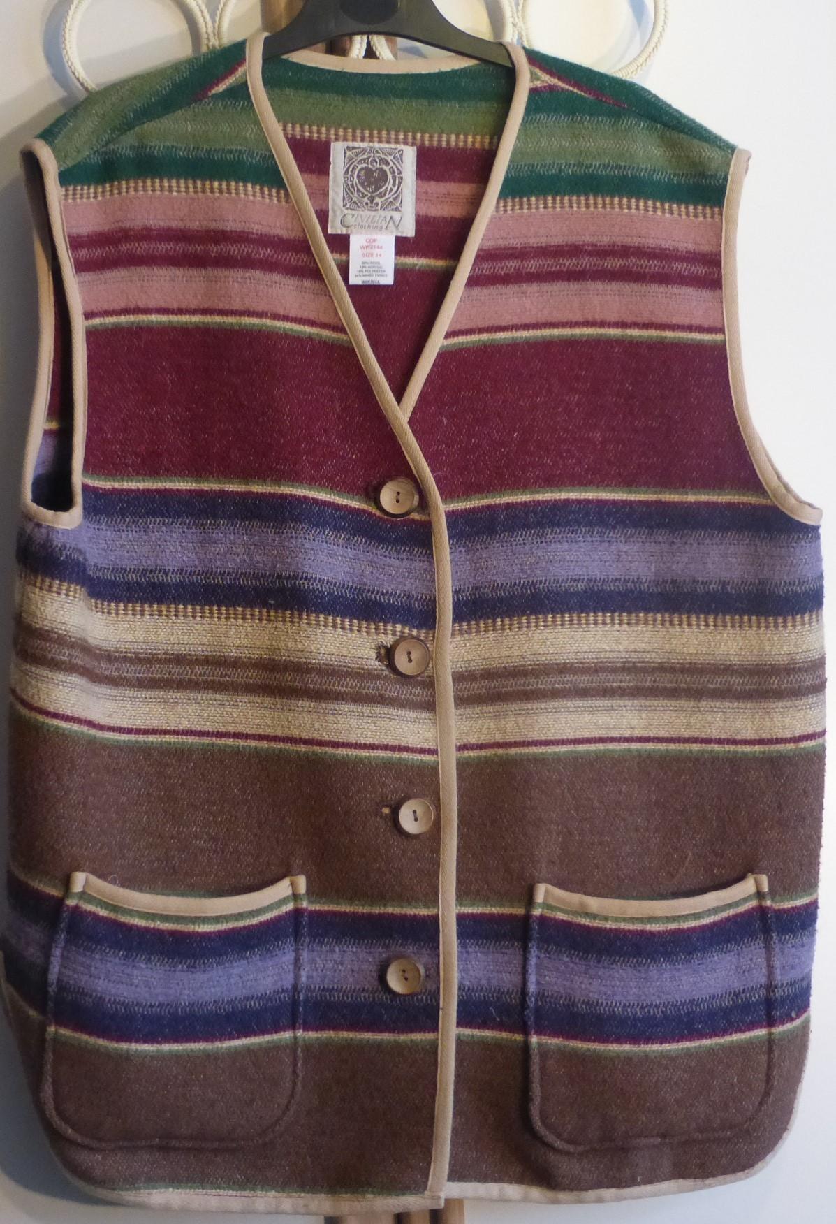 Patterned Woven Wool Vest alt 3
